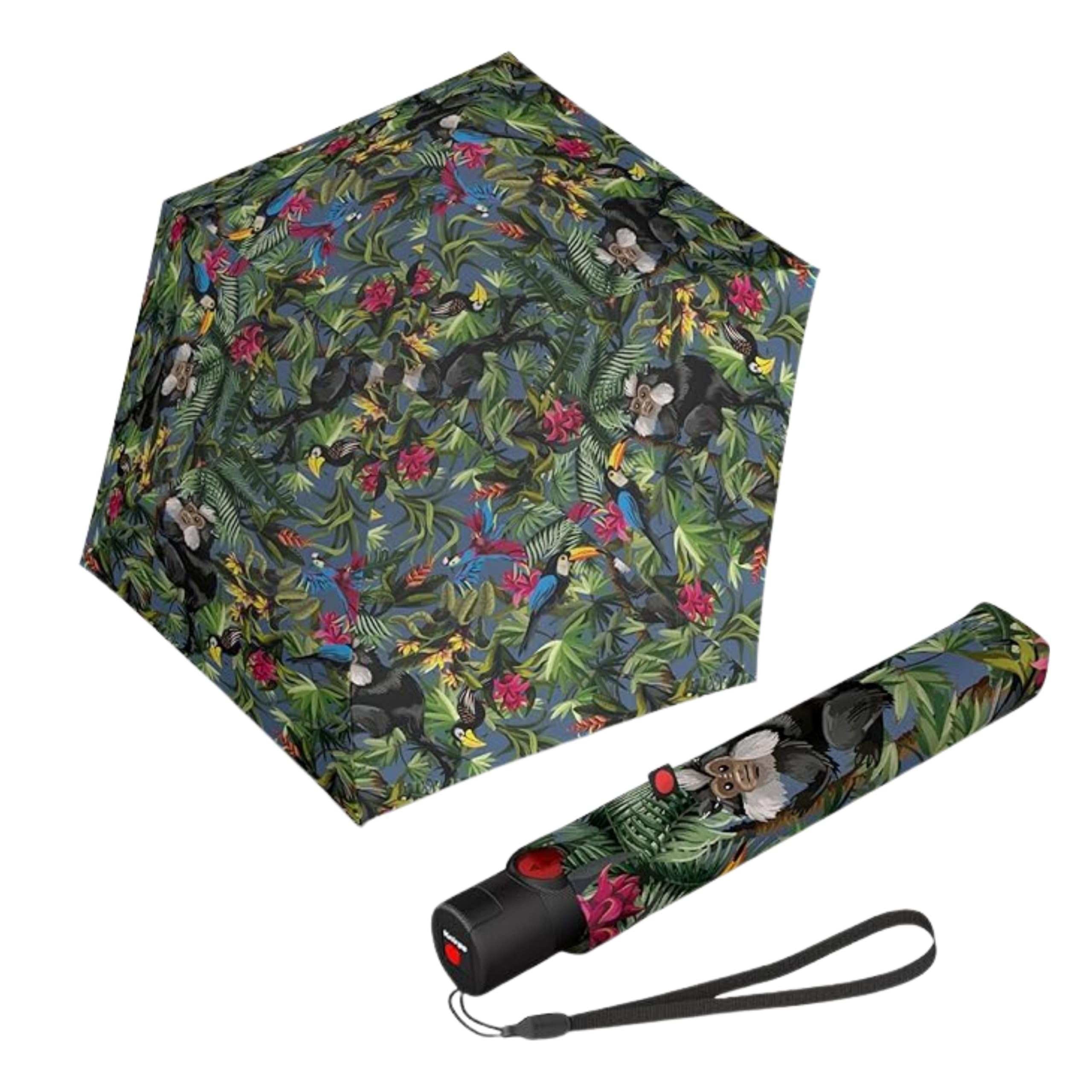 Knirps U.200 Ombrello antipioggia ultra leggero Duomatic con apertura automatica, compatto, antivento, da viaggio, per adulti, diametro 97 cm, retrattile, con custodia per il trasporto