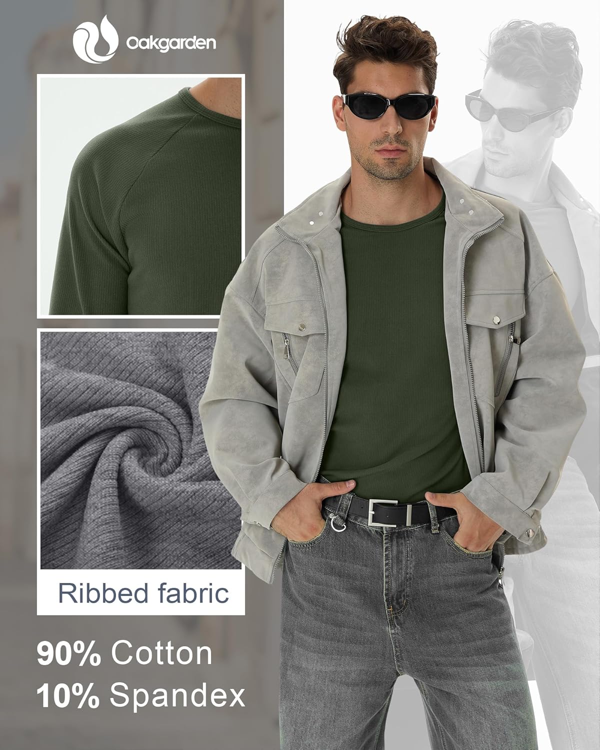 5 Pack Men's Cotton Thermal Shirts Long Sleeve Ribbed Crewneck Tops Slim Fit Underwear Winter Base Layer Multipack - Image 6