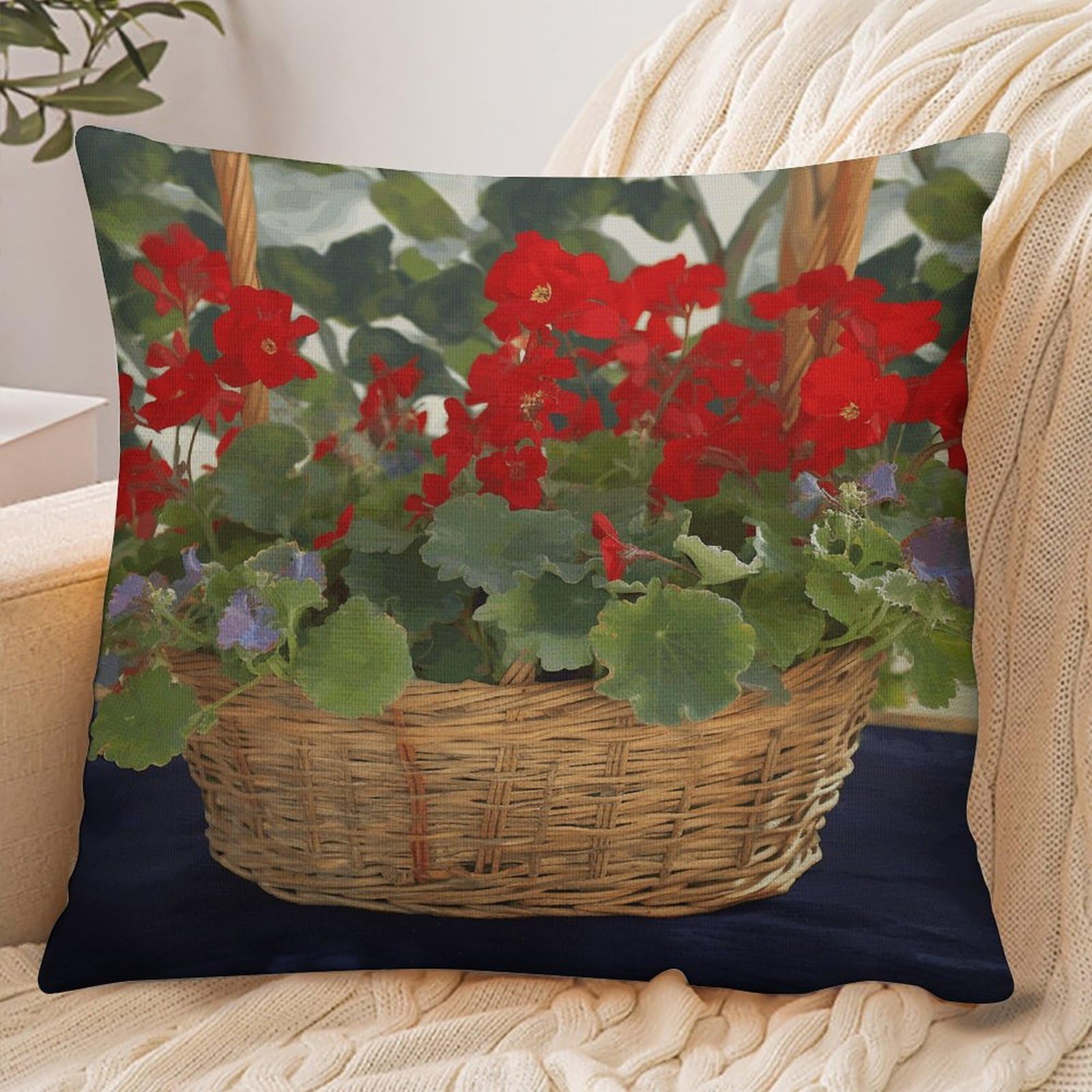 Fekiloot Style Geranium Basket Pillowcase Pillow Sham Pillow Case
