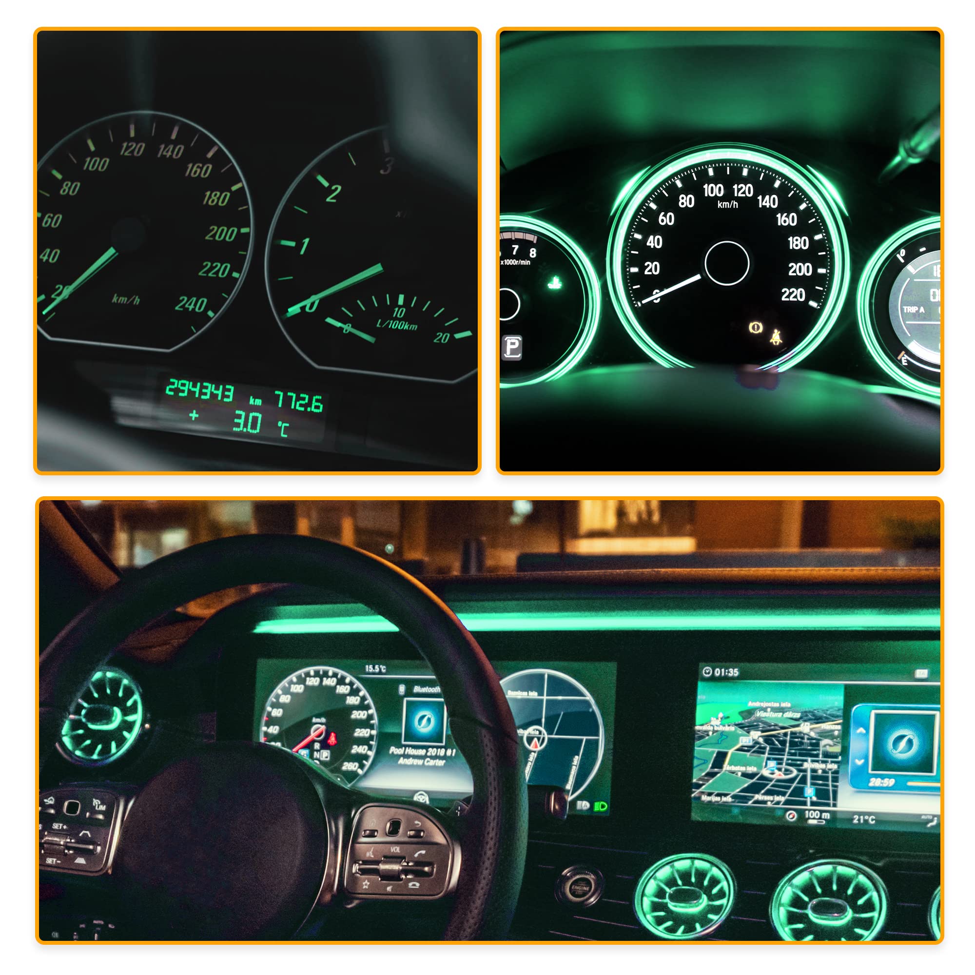 Sourcingmap 5 bombillas LED de 12 V verde T3 para salpicadero de coche, para interior