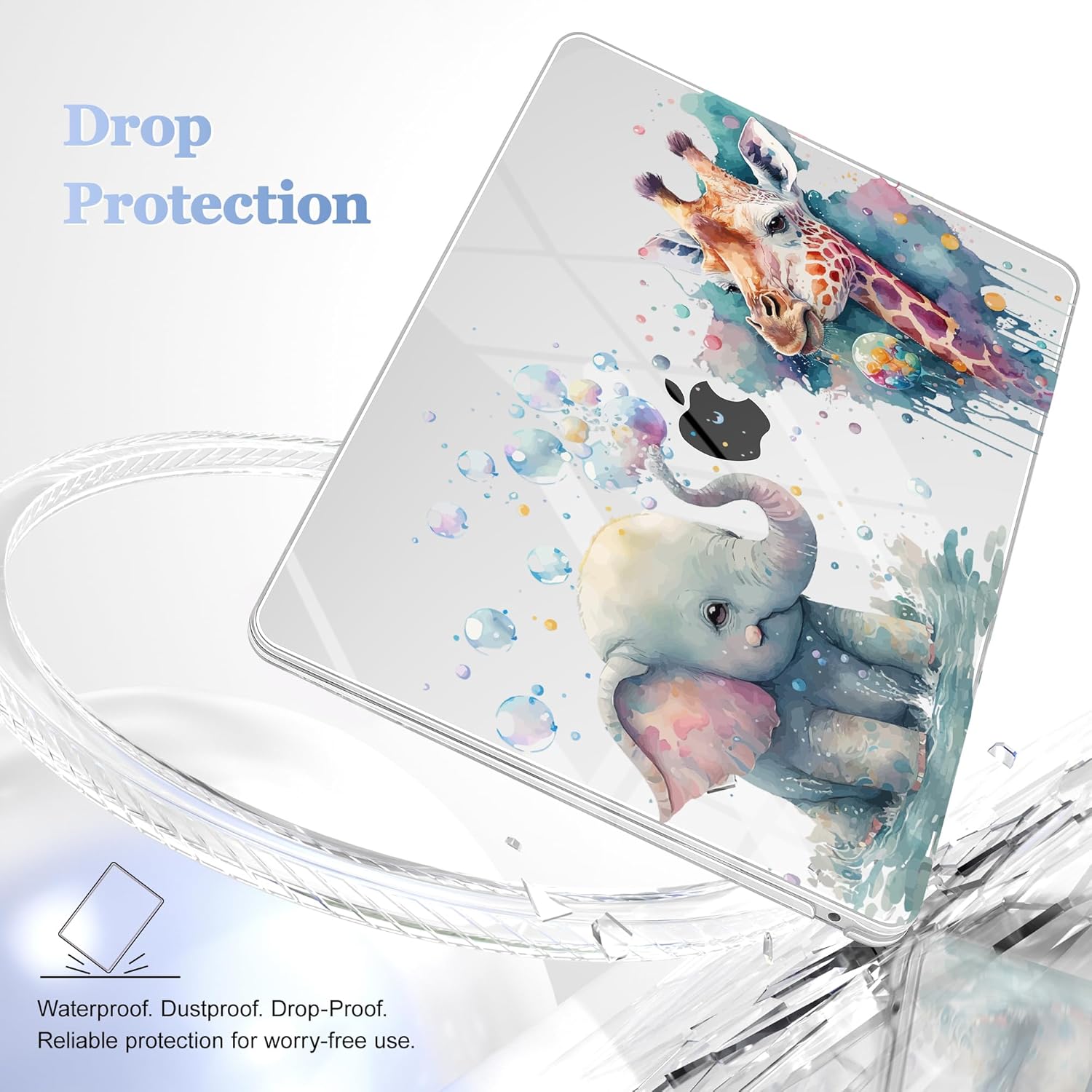 for MacBook Air 13 Inch Case 2020-2018 (A2337 M1 A2179 A1932), Shockproof Hard Shell Cover with Screen Protector, for Retina Display & Touch ID–Protection for MacBook Air - Elephant & Giraffe - Image 7