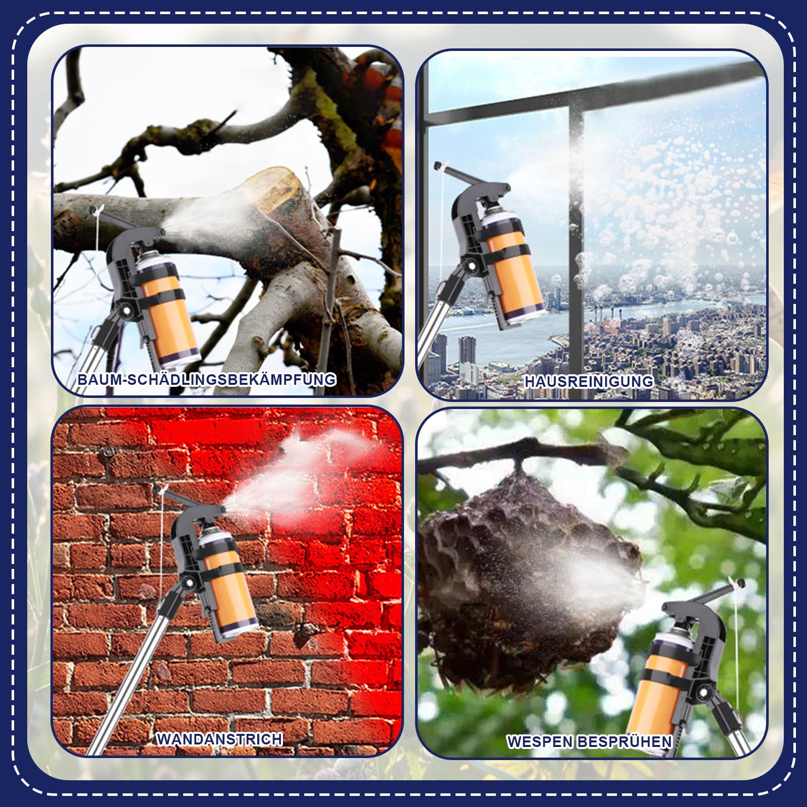 4 m Sprühdosen Verlängerung Adapter, Teleskopstange Thread 3/4", Sprühdosenverlängerung, Einstellbarer Winkel Sprühstange Für Wespenschaum/Wespen Power Spray Insektizid nicht enthalten.