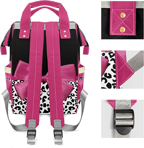 Miniatura 4 de Mochilas personalizadas de unicornio rosa y rojo con lazo para pañales con nombre para niños y niñas, Pattrn 3, Mochilas de lona
