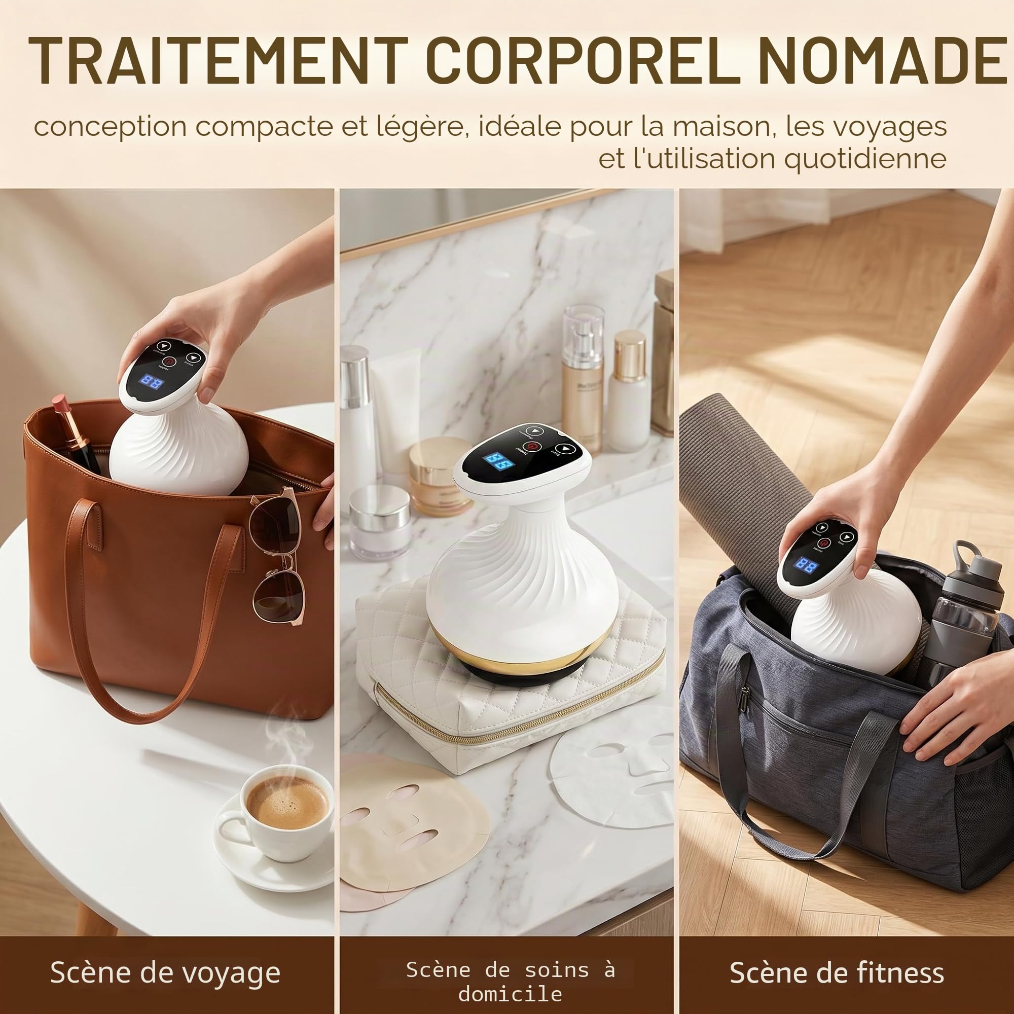 Masseur de cellulite 4 en 1, appareil de massage sous vide avec 9 niveaux de thérapie thermique et LED rouge-bleu, appareil anti-cellulite pour raffermissement du corps, drainage lymphatique