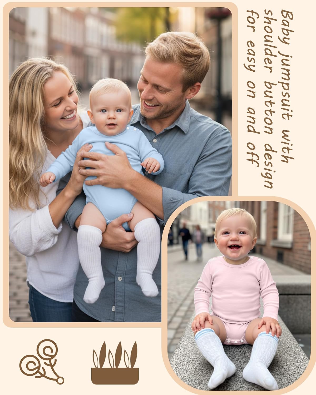 3 Pack Baby Bodysuit Long Sleeve for Toddler Boy & Girl Unisex Infant 0-24 Months