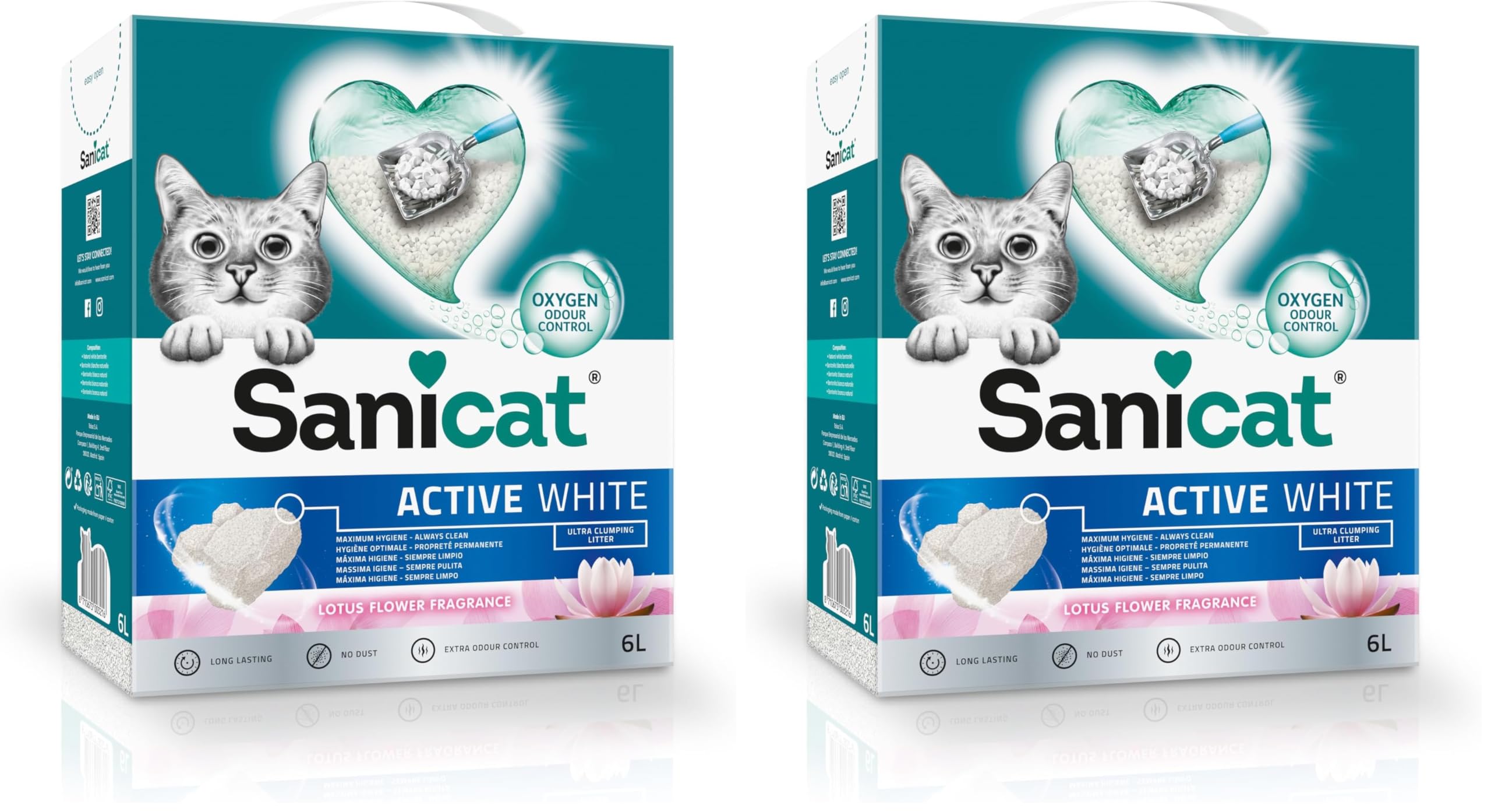 Sanicat - Arena Aglomerante Active White con Flor de Loto, Hecha de minerales naturales con control de olor garantizado, Absorbe la humedad y facilita la limpieza, 6 L de capacidad — view 12