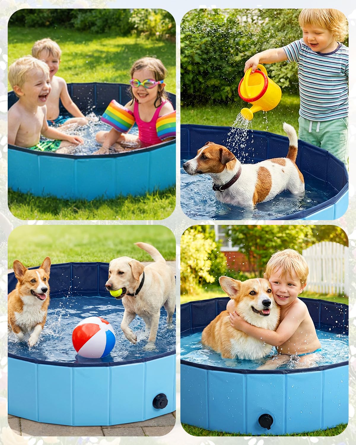 Piscina Plegable para Perros y Mascotas, Bañera Antideslizante de PVC Resistente, Piscina Portátil para Perros Grandes y Pequeños, Piscina Infantil para Jardín y Exterior,120 x 30 cm