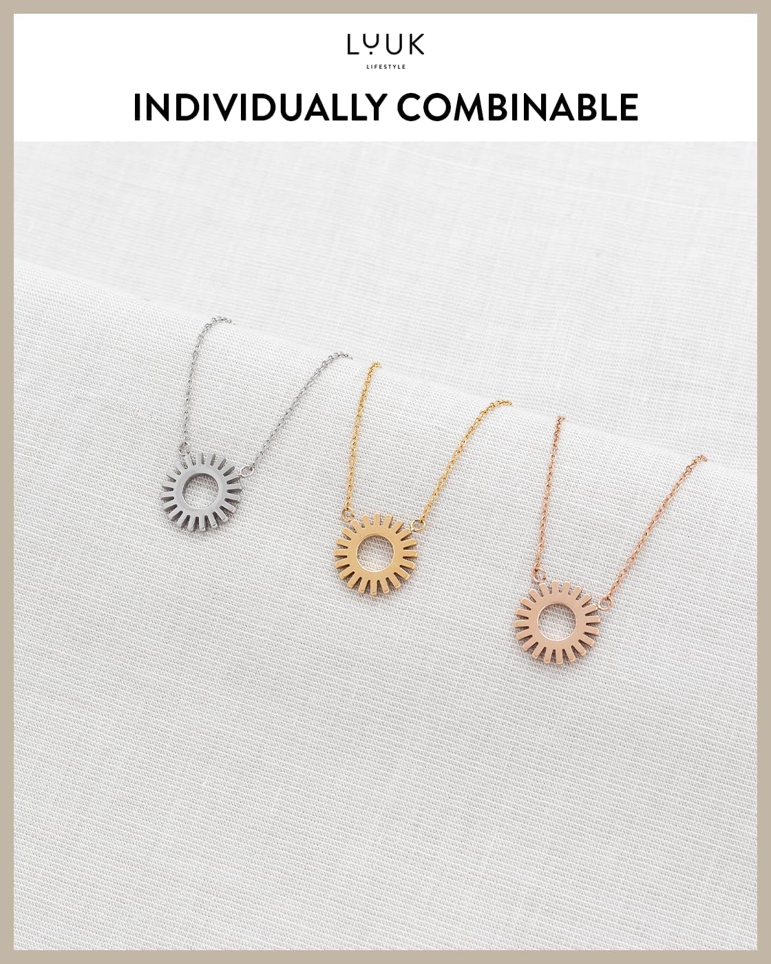 LUUK LIFESTYLE Filigree necklace with pendant, gift for girlfriend, jewelry for women, waterproof chain made of stainless steel