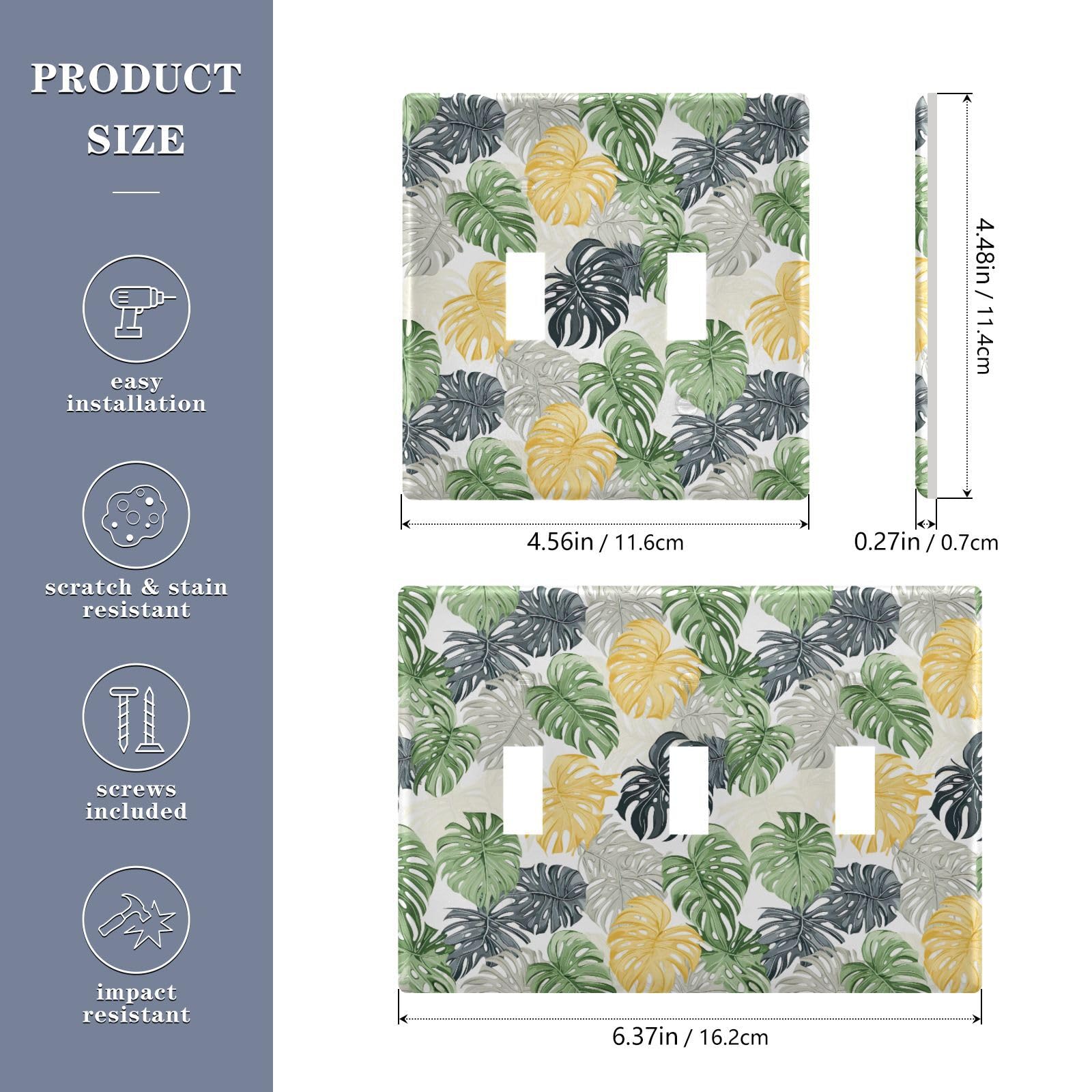 UMIRIKO Palm Leaves Light Switch Cover Plate Covers Decorative Double Toggle Home Decor 202a9006