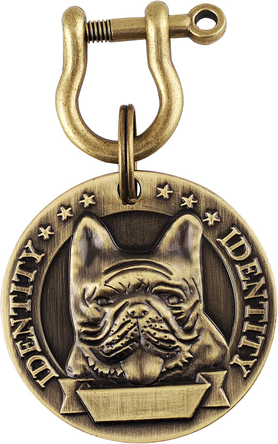 Emily Pets Brass Round Shape Dog Print Collar Tag Cum Collar Charm for Dog & Puppy