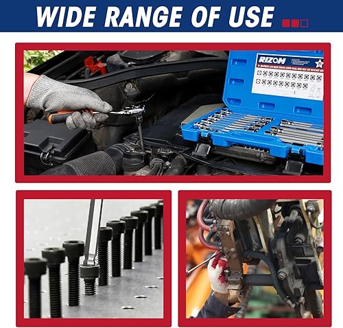 Miniatura 6 de RIZOM Juego de 20 piezas de dados hexagonales de extremo de bola de 38 pulgadas, juego de llaves Allen extralargas, SAE y métricas (18-38 pulgadas,