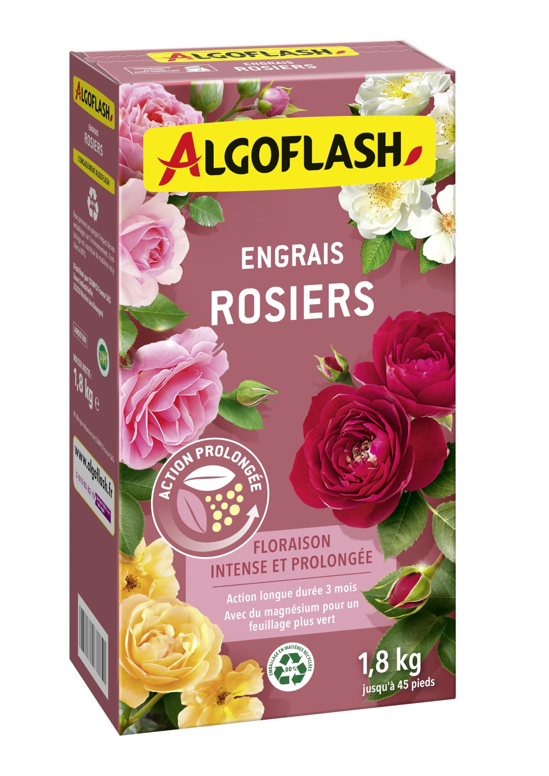 Algoflash Engrais Rosiers, Action prolongée - 1,8 kg