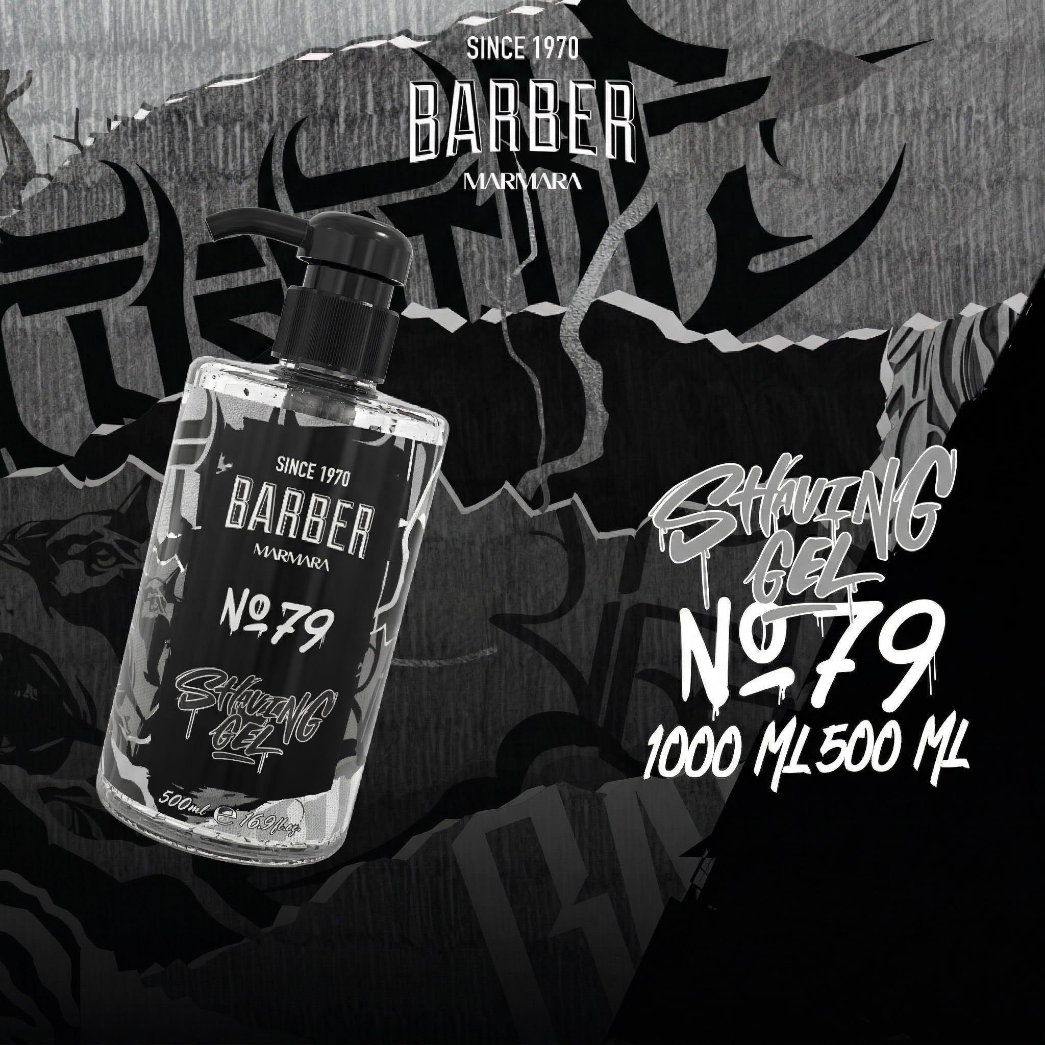 Barber Marmara Gel da Barba No. 79 Trasparente senza Schiuma con Dispenser, Qualità Professionale Turca per Contorni Barba, Collo & Rasatura 500ml
