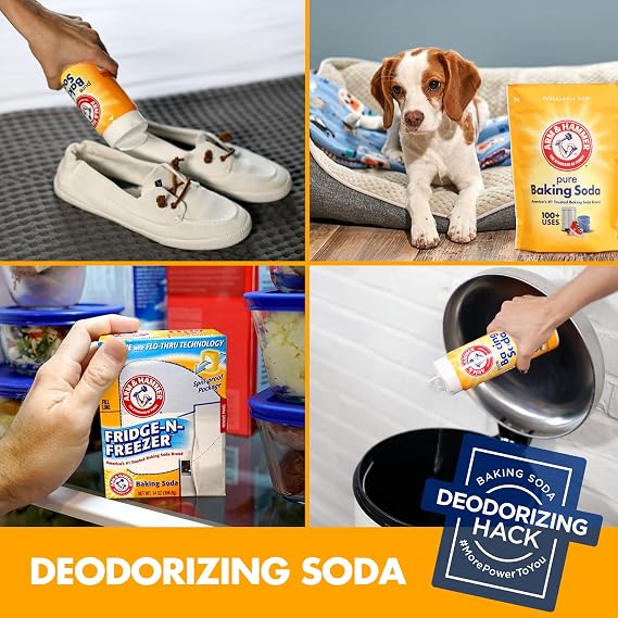 ARM & HAMMER Baking Soda, Multi-Purpose 100% Pure Sodium Bicarbonate Powder for Cooking, Baking, Cleaning, Laundry, Deodorizing, DIY & More, 1 Lb, 12 Pack