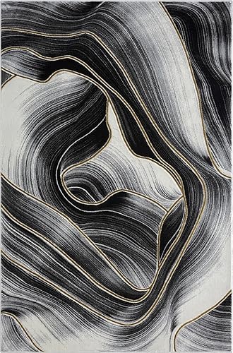 Miniatura 2 de Abani Luna Collection - Alfombra moderna de mármol amarillo, 4 x 6 pies, para sala de estar, dormitorio y oficina