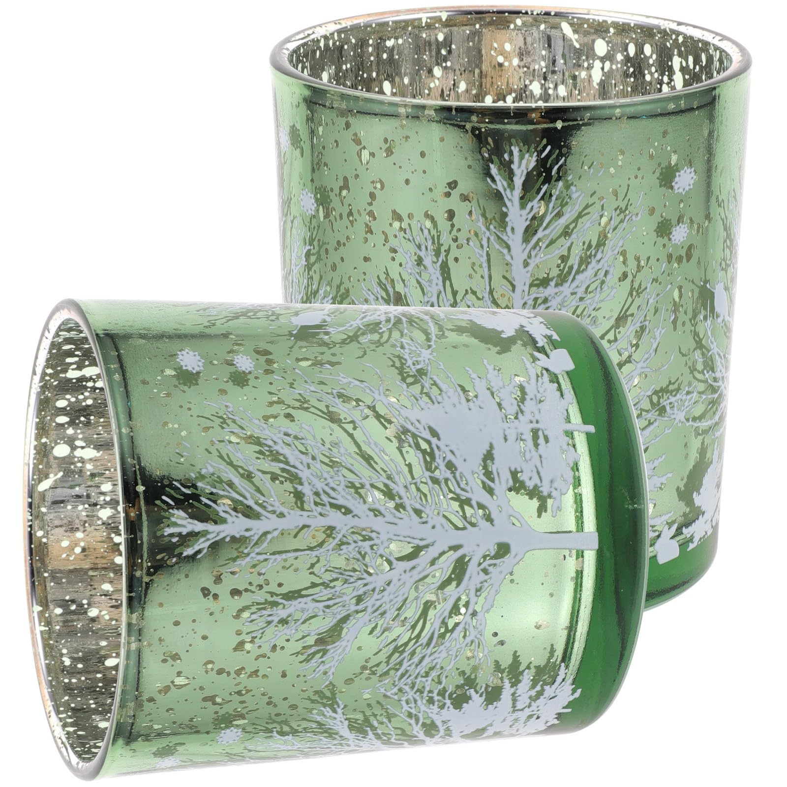 TOYANDONA 6 Piezas Portavelas de Cristal Navideño Árbol de Navidad Verde