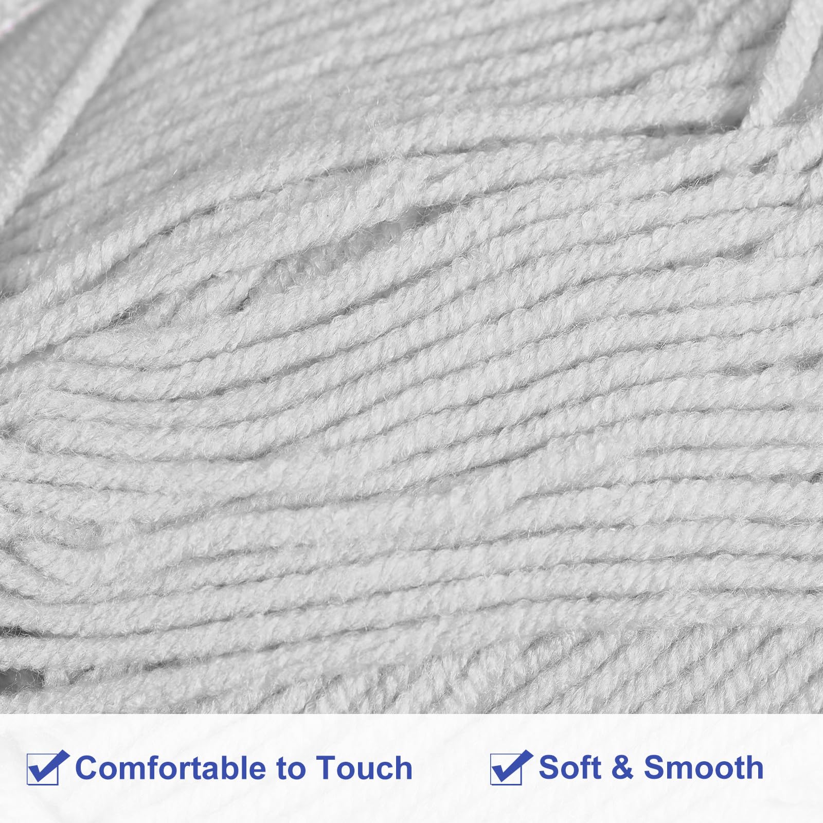 uxcell Acrylic Yarn Skeins, 300g/10.58oz (6 Pack of 50g) Soft Crochet Yarns for Knitting and Crocheting Craft Project Grey - Image 3