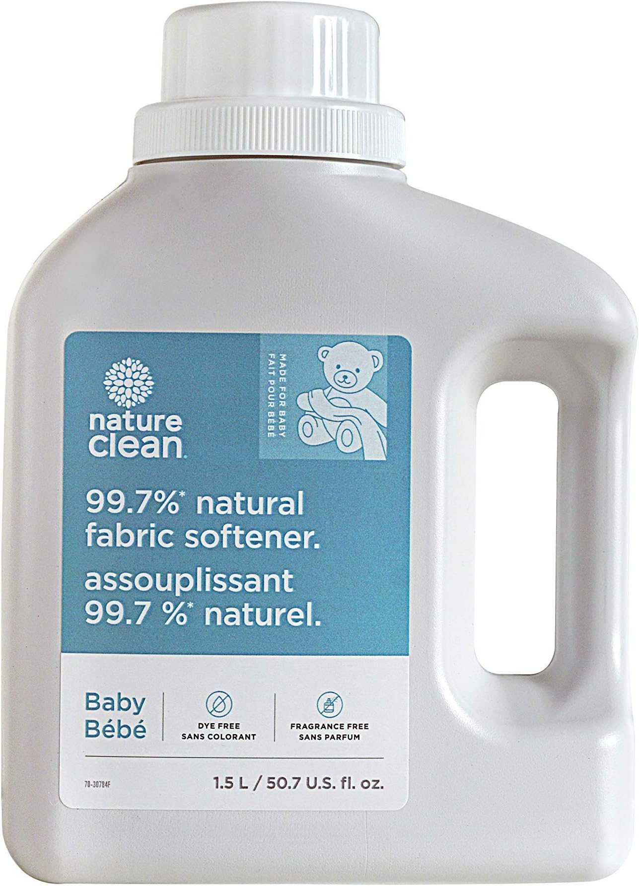 NATURE CLEAN Baby Fabric Softener Fragrance-Free, 50.7 Fluid Ounce, Fragrance Free, Hypoallergenic, Safe for Infant Clothes, White