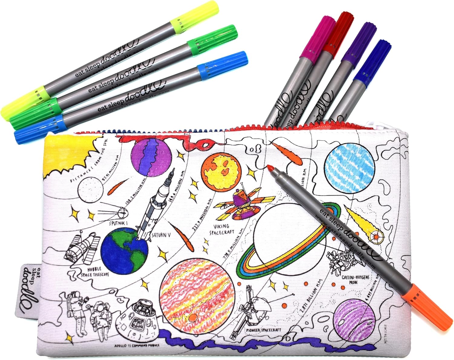 eatsleepdoodle Space Explorer Coloring Pencil Case, 10pk Washable Markers