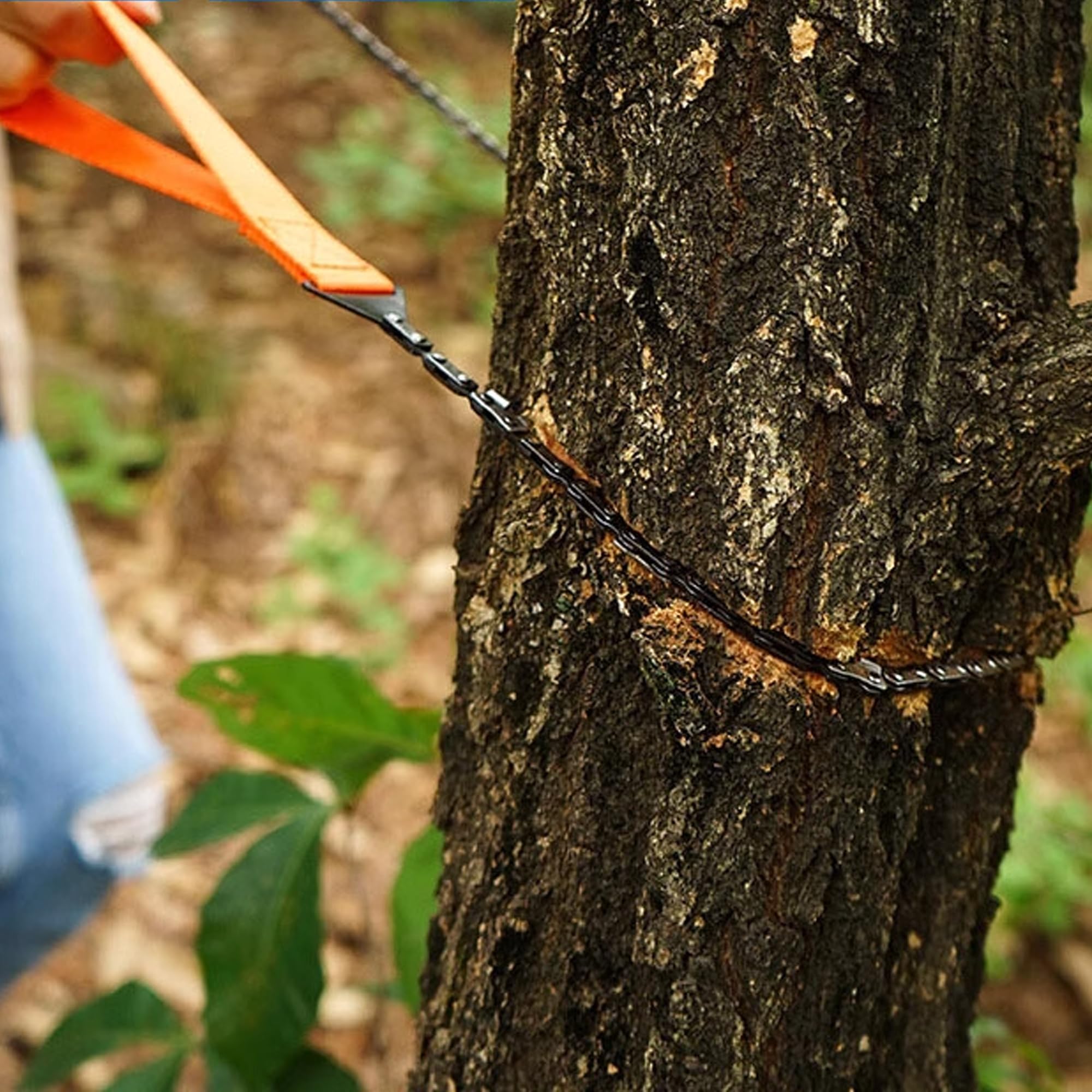 Tragbare Kettensäge, Handsäge, Kabelsäge für Survival, Camping, Jagd, Stahl, bidirektionale Klinge, leicht zum Schneiden des Zweiges (11 Zähne, 103 cm)