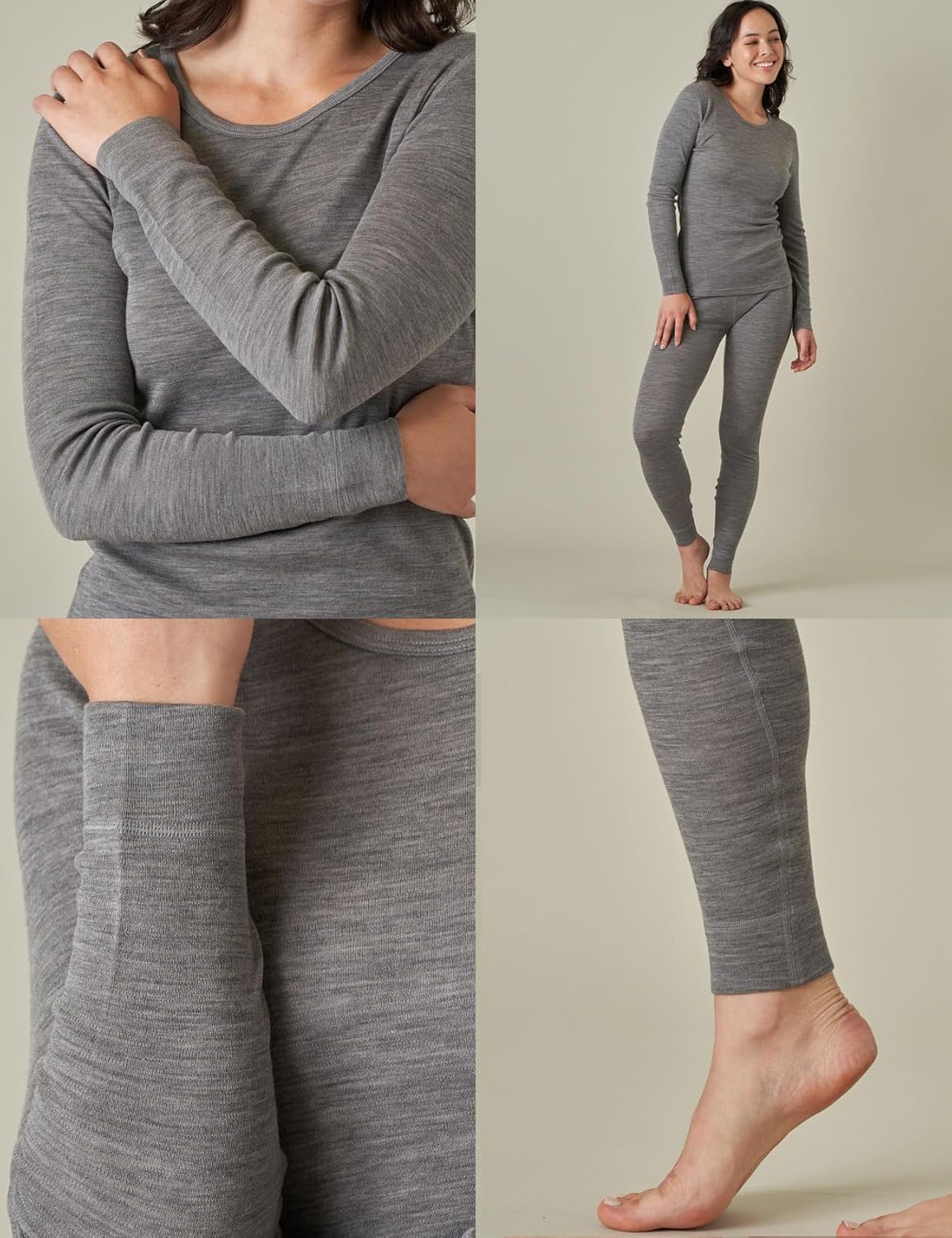 LAPASA Womens 100% Merino Wool Base Layer Set Lightweight & Midweight Thermal Underwear Long John Top & Bottom Warm L58/L91 - Image 4