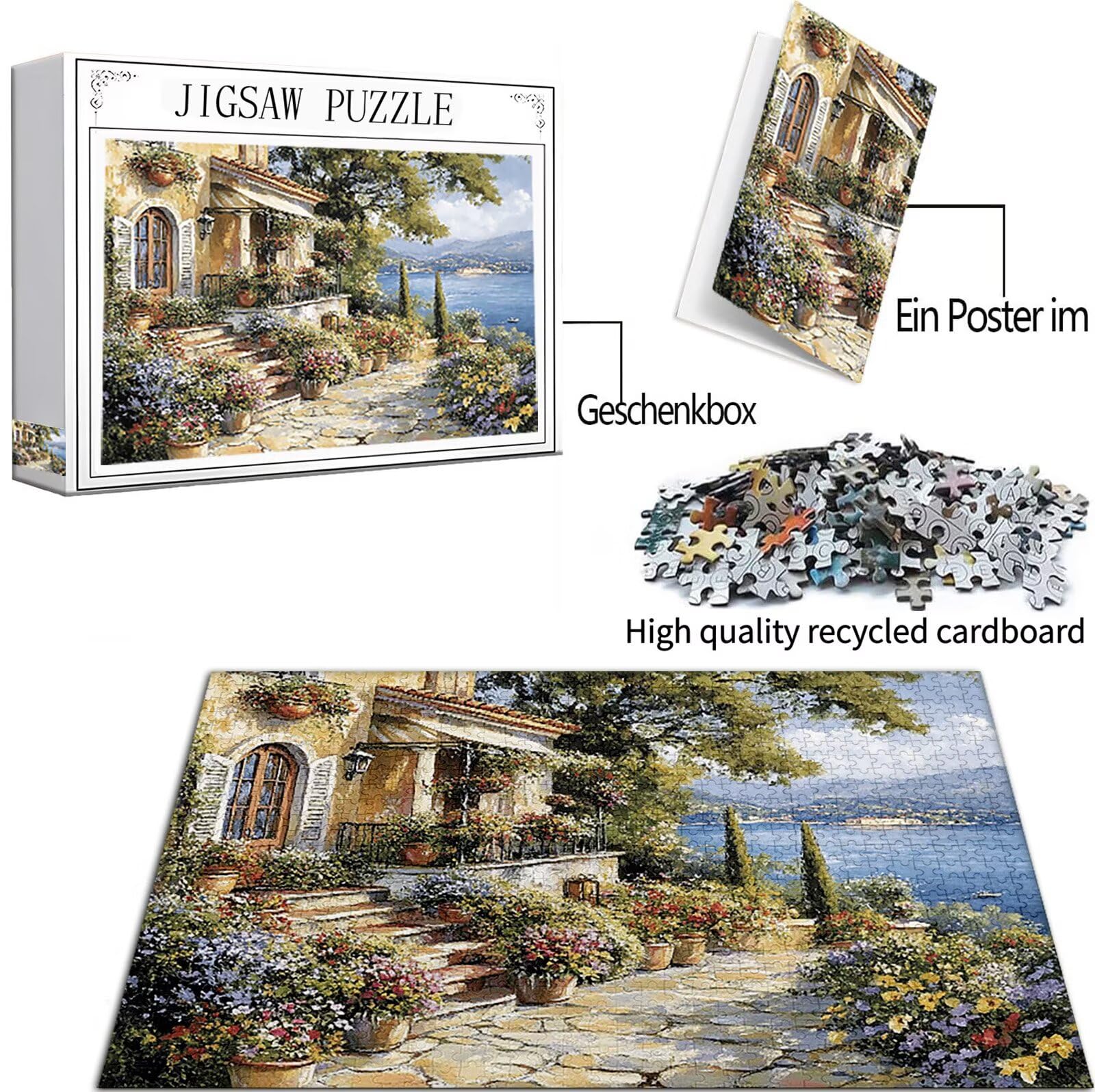 Krajobraz Puzzle 2000 sztuk duży rozmiar dla dorosłych, projekt kabiny z kompaktowym pudełkiem i plakatem, w zestawie do dekoracji ścian domu, prezent dla kobiet mężczyzn, drewno układanki 100 x 70 cm