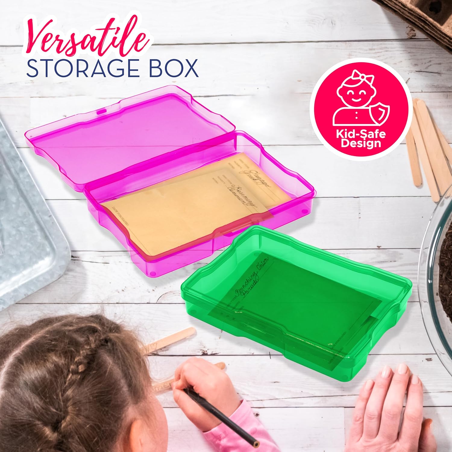 4E's Novelty 16 Pack Clear Multicolor Photo Box for Crafts, Supplies 4x6 Photo Cases & Photobox, Classroom Storage and Organization Box Plastic Transparent for Scrapbooking Container Organizer