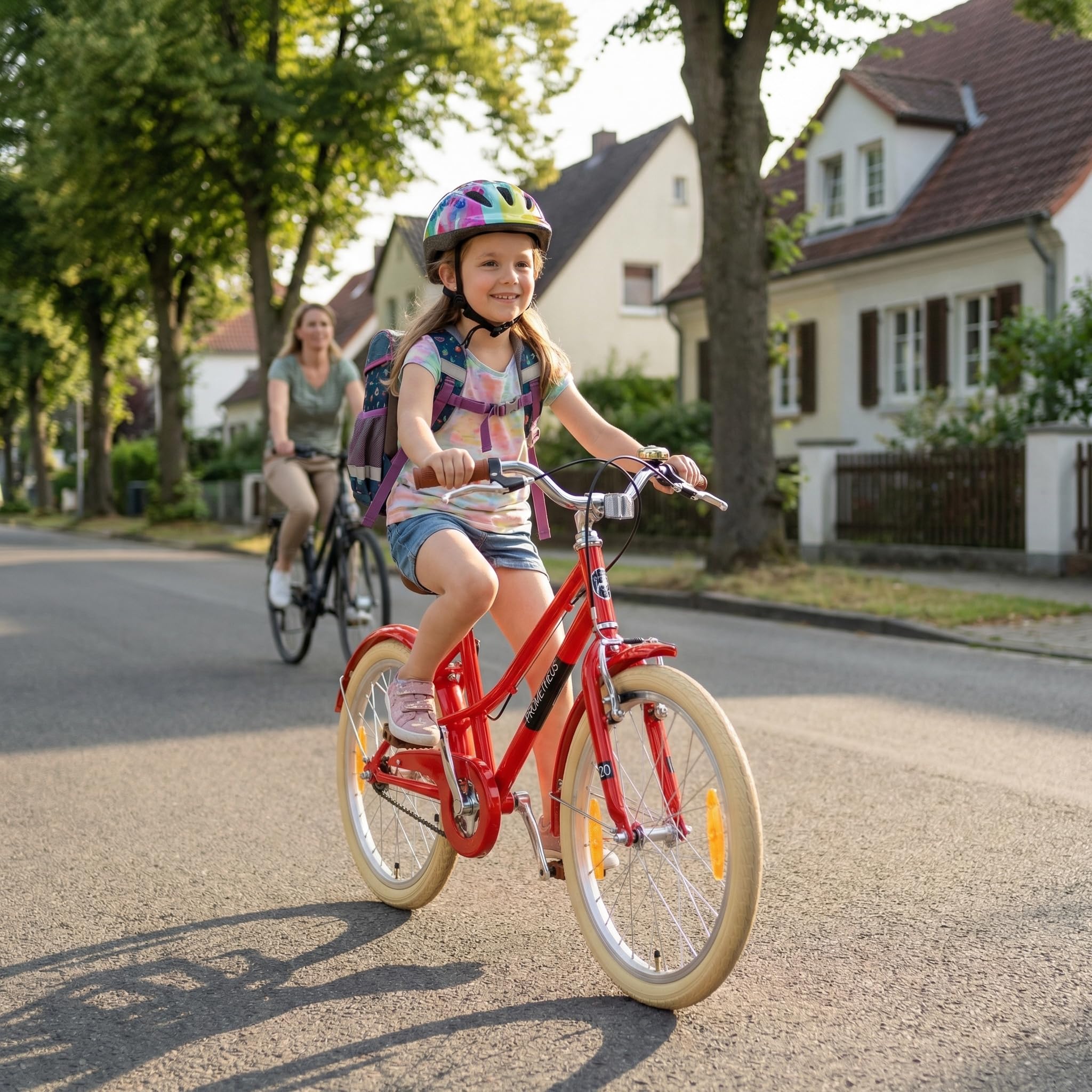 PROMETHEUS BICYCLES Bicicleta infantil retro de 20 pulgadas, 20 pulgadas, para niños a partir de 6 años, color rojo