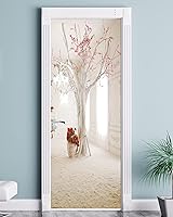 Vista 21 de FLFK Adhesivo mural para puerta, playa, despegar y pegar, tamaño combinado 30.3 x 78.7 pulgadas, dividido en 2 piezas