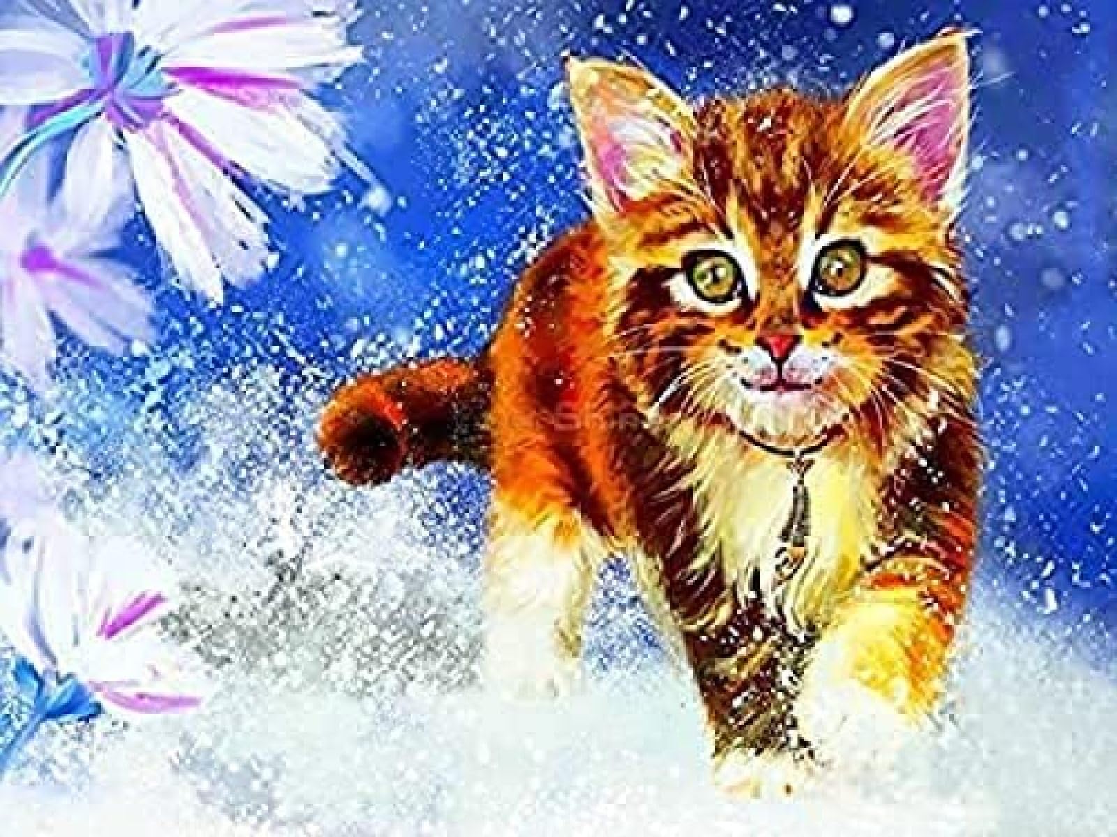 Eiialerm Timbrato Punto Croce Kits Gatto Nero Fai Da Te