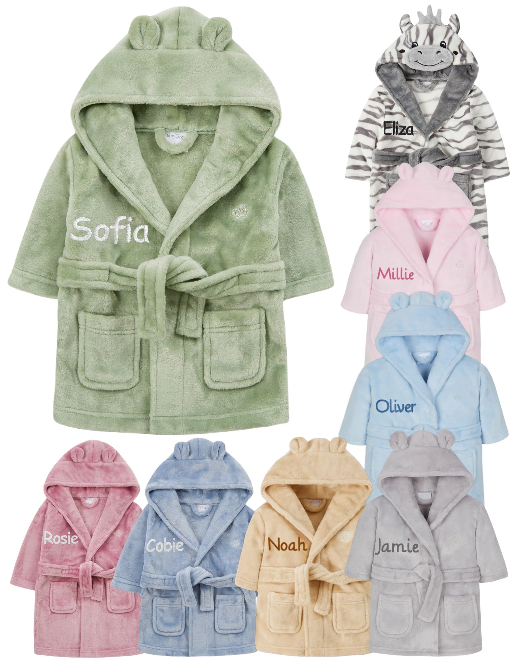 Gembroidery Personalised Baby Bathrobe Hooded Fleece Dressing Gown Super Soft Gifts Bath Robe For Boys Girls Cute Teddy Ears 0-4 Years — view 13