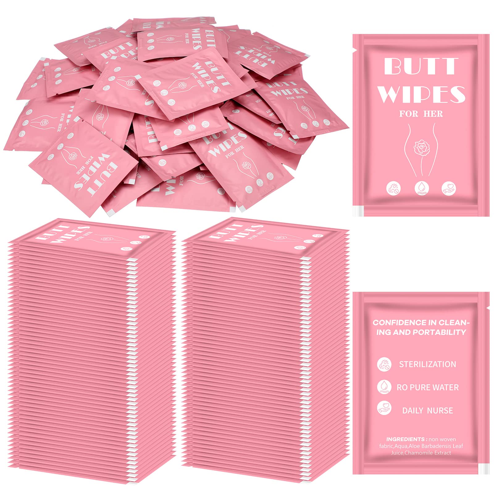 Thenshop 400 Pcs Flushable Wipes Individually Wrapped Wipes for Women Butt Wet Wipes Flushable Wipes Personal Body Hand Face Cleaning Adults Wipes Bathroom Toilet Daily Use(Woman)
