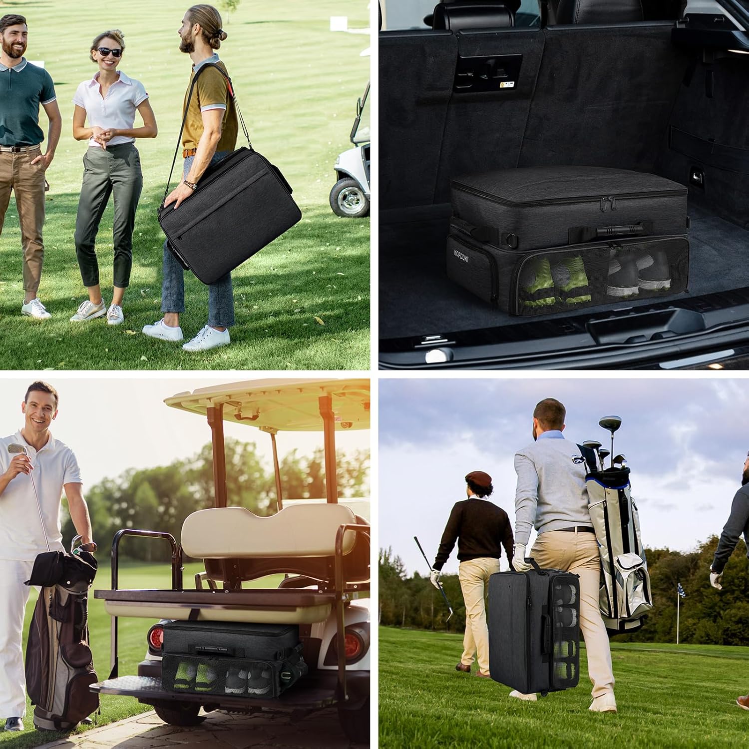 Extra Large Golf Trunk Organizer, Golf Gifts for Men Golfers, 20"x 14"x 10" 2 Layer Golf Trunk Organizer for Car, Water-resistant with Ventilated Compartment for 2 Pair Shoes and More Golf Accessories