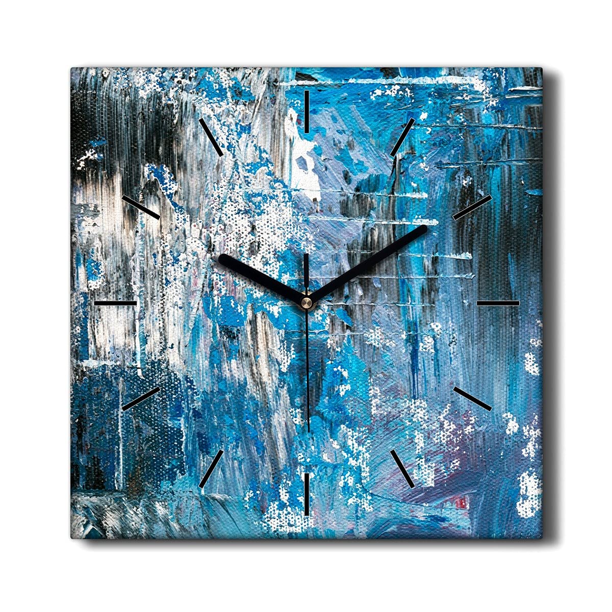 Horloge murale toile Coloray 30x30cm décoration murale salon abstraction neige