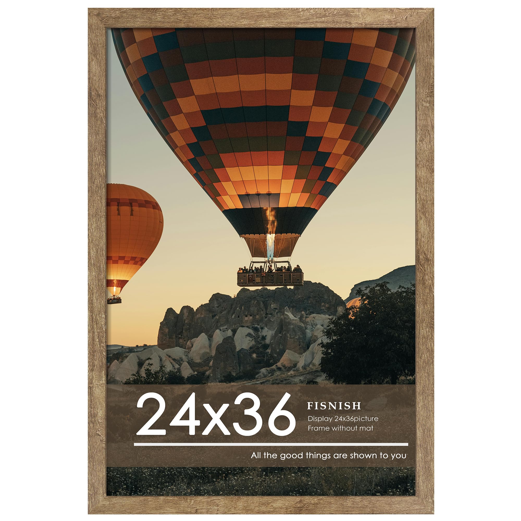24x36 Poster Frame Natural Woodgrain Brown, Poster Frames 24 x 36 inches or 24x36 Picture Frames with HD Plexiglass Durable and Scratch-proof for Horizontal or Vertical Wall Mounting, 1 Pack