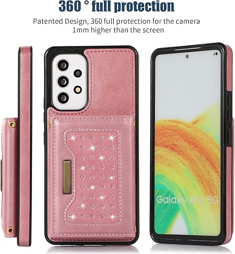 Miniatura 7 de Asuwish Funda de teléfono para Samsung Galaxy A53 5G con protector de pantalla de vidrio templado y soporte para tarjetas, soporte de cuero