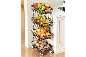 Vianderos para cocina modernos de metal con cuatro cestas para almacenar frutas y verduras