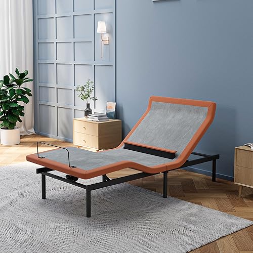 Miniatura 15 de ESHINE Marco de cama ajustable + Colchón híbrido de 14 pulgadas, soporte lumbar, inclinación de cabeza y almohada, control inteligente por