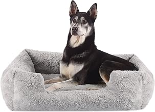 Best Friends by Sheri Lux Lounge Bed Calming Faux Fur Dog Bed, Gray, Large, 36