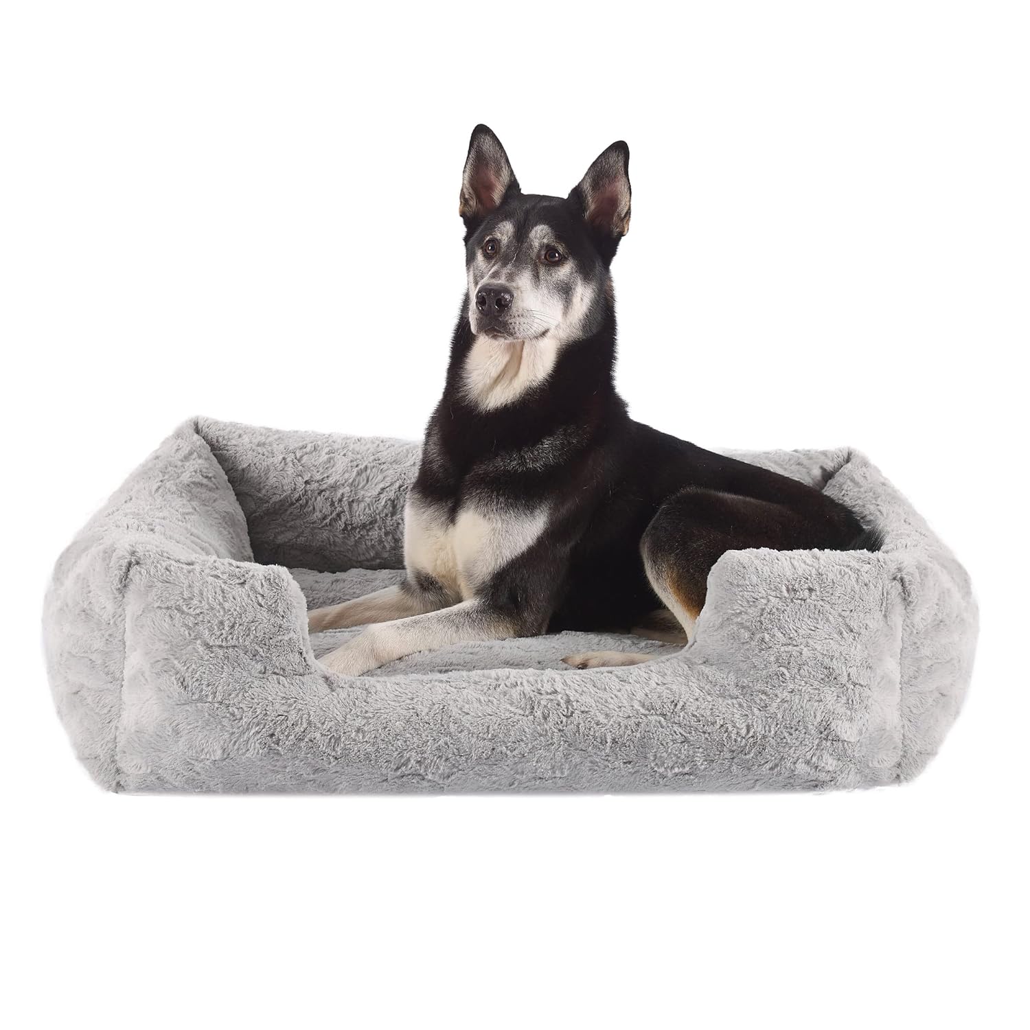 Best Friends by Sheri Lux Lounge Bed Calming Faux Fur Dog Bed Gray Large 36 x 27