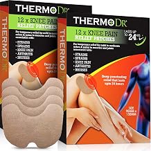 Knee Patches - Heat Patches Made with Non-Woven Fabric Infused with Menthol, Camphor, Eucalyptus, and Wormwood Plant Extract - Multi Use Patch for Muscle and Joint Aches by ThermoDR - 24 Pcs, 2 Pack