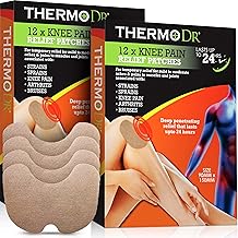 Knee Patches - Heat Patches Made with Non-Woven Fabric Infused with Menthol, Camphor, Eucalyptus, and Wormwood Plant Extract - Multi Use Patch for Muscle and Joint Aches by ThermoDR - 24 Pcs, 2 Pack