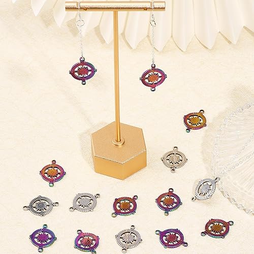 Miniatura 5 de CHGCRAFT 32 piezas de 2 colores 201 de acero inoxidable plano redondo brújula eslabones conectores encantos para pulseras, collares, manualidades,