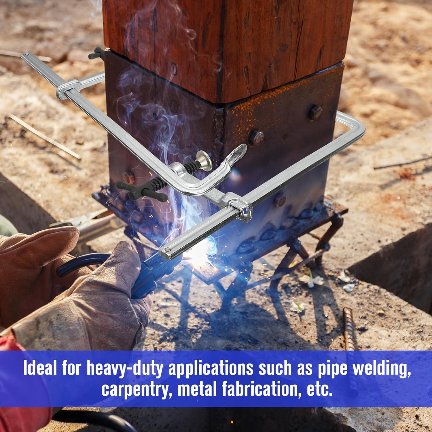 Landhoow 4 Pack Steel Welding Clamps Set 12 Inch Light-duty Drop Forged Steel Bar Clamps Steel F Clamps with Max 661Lbs Load Limit Throat Depth 3 inch for Welding Woodworking Metal working DIY Crafts Landhoow 4 Pack Steel Welding Clamps Set 12 Inch Light-duty Drop Forged Steel Bar Clamps Steel F Clamps with Max 661Lbs Load Limit Throat Depth 3 inch for Welding Woodworking Metal working DIY Crafts