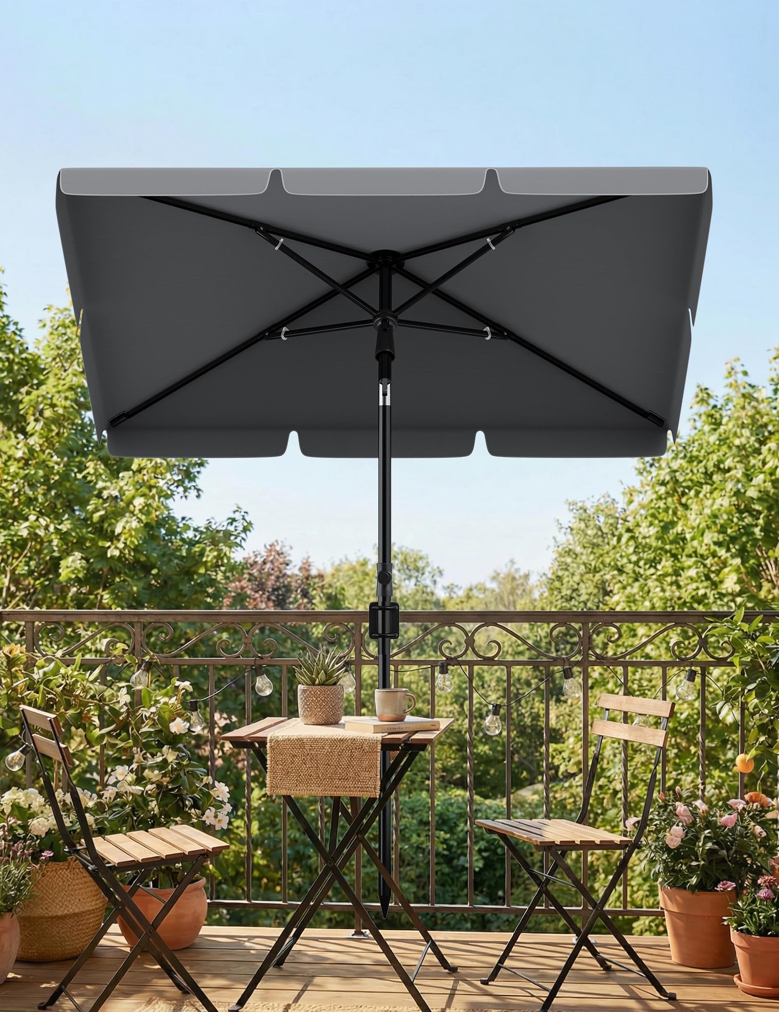 Garvee Parasol rectangulaire extensionérieur – Protection solaire UPF 50+ – Housse incluse – Idéal terrasse, balcon, jardin – Design classique, coloris standard