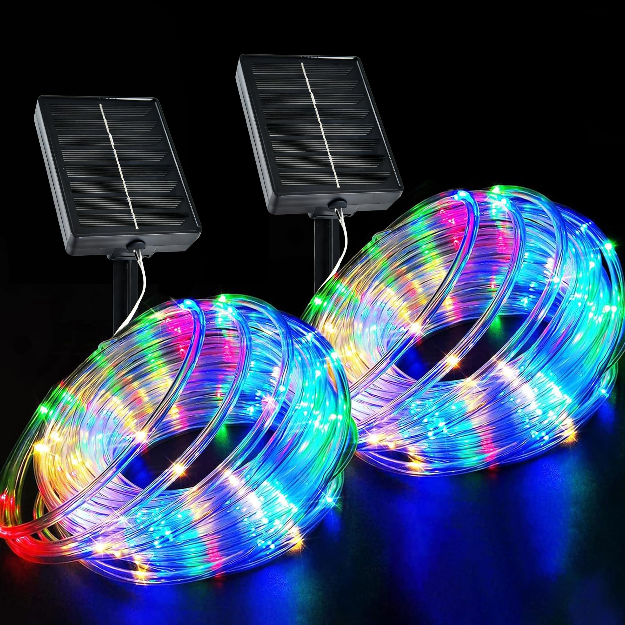 MERRIMAX M Tira de luces solares para exteriores, 200 luces LED solares de 72 pies, impermeables, 8 modos, luces solares de tubo para exteriores, para decoración de árboles, patio, piscina, terraza