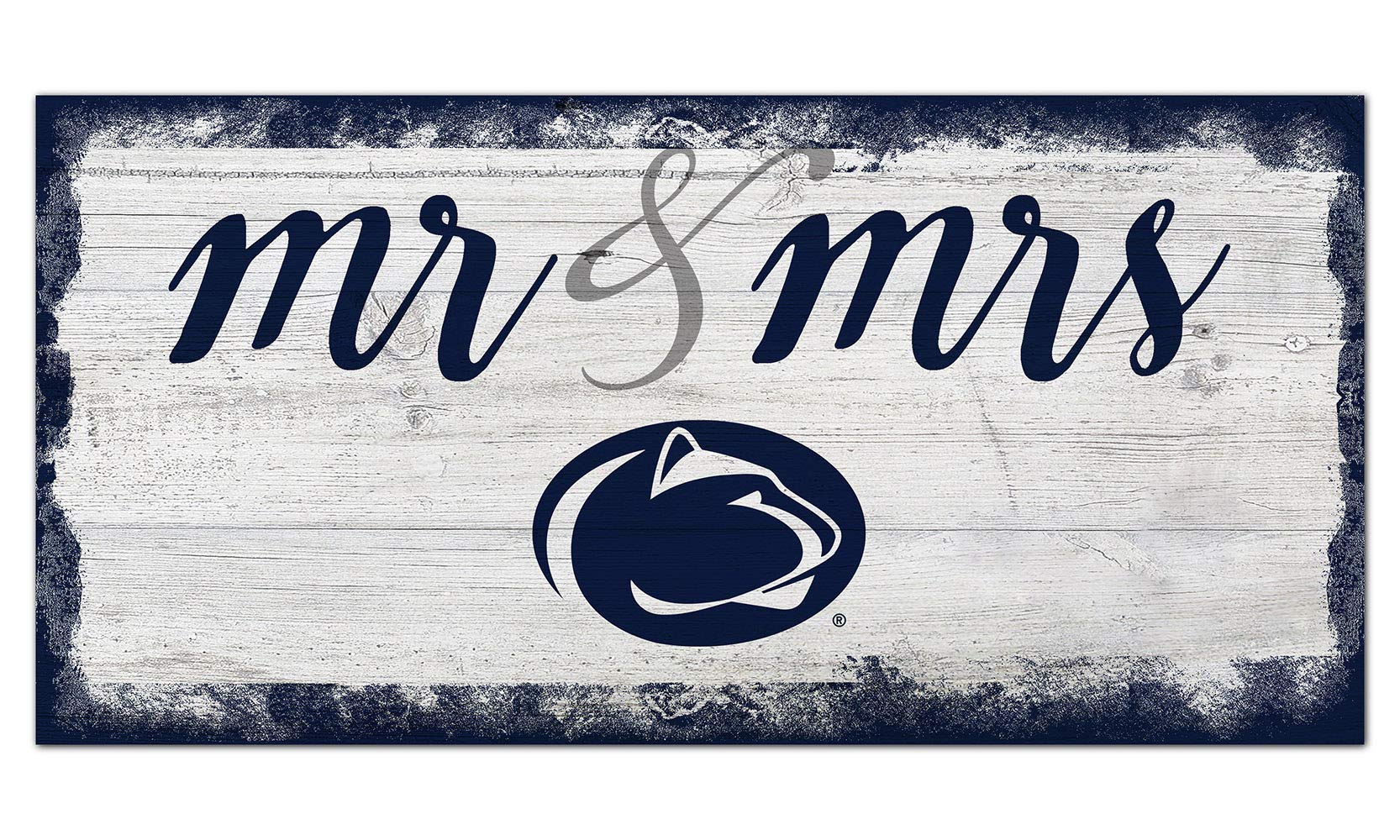 NCAA Penn State Nittany Lions Unisex Penn State University Script Mr & Mrs sign, Team Color, 6 x 12