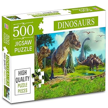 Dinosaur Jigsaw Puzzles 500-Piece for Kids and Childrens – Wild Animal, Gifts, Fun and Creative Game - Ages 6+ (500 Pcs) - image, photos