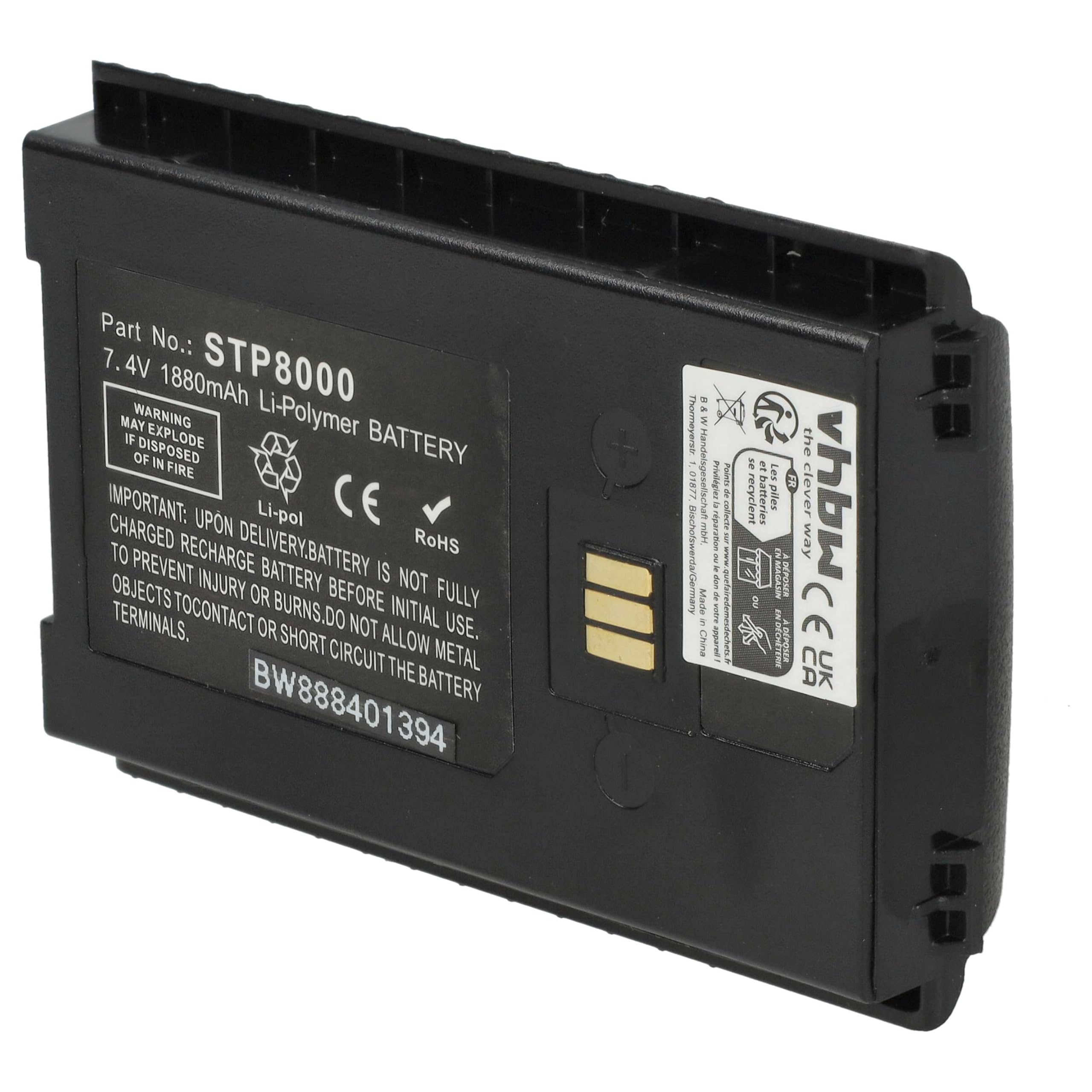 vhbw 2X Akku kompatibel mit Tetra STP8000 | SC2020, SC2024, SC20, STP8035, STP8020, STP8030 Funkgerät, Walkie Talkie (1880 mAh, 7,4 V, Li-Polymer)