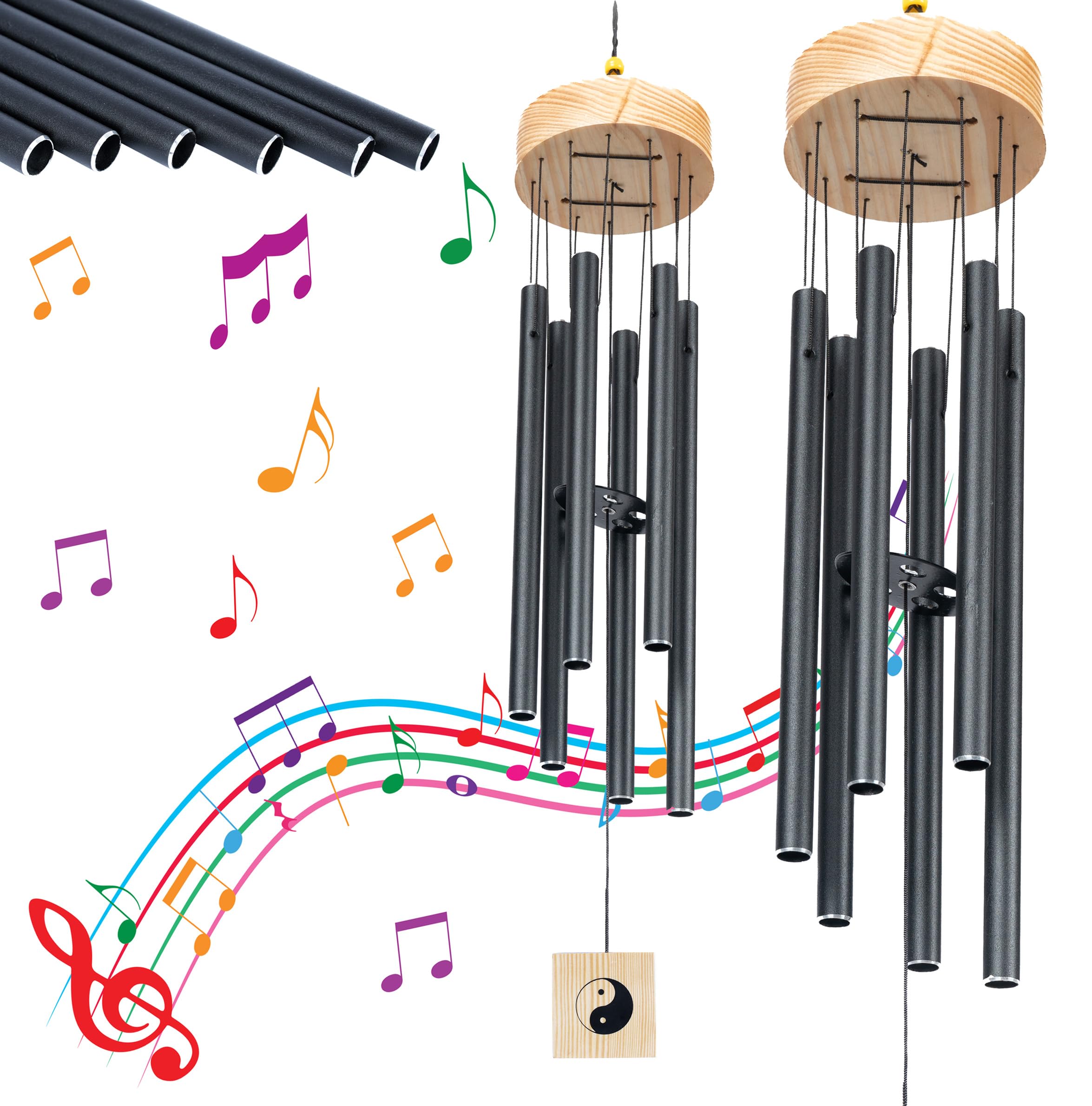 AATHIRVILLA Wind Chimes for Home Balcony Decorations | Classic Black Metal 6 Pipes with Wind Catcher | Positive Sound Energy in Home | Deep Tone Soothing Melodic Tones (B0D9YSMCPQ) Amazon Price History, Amazon Price Tracker